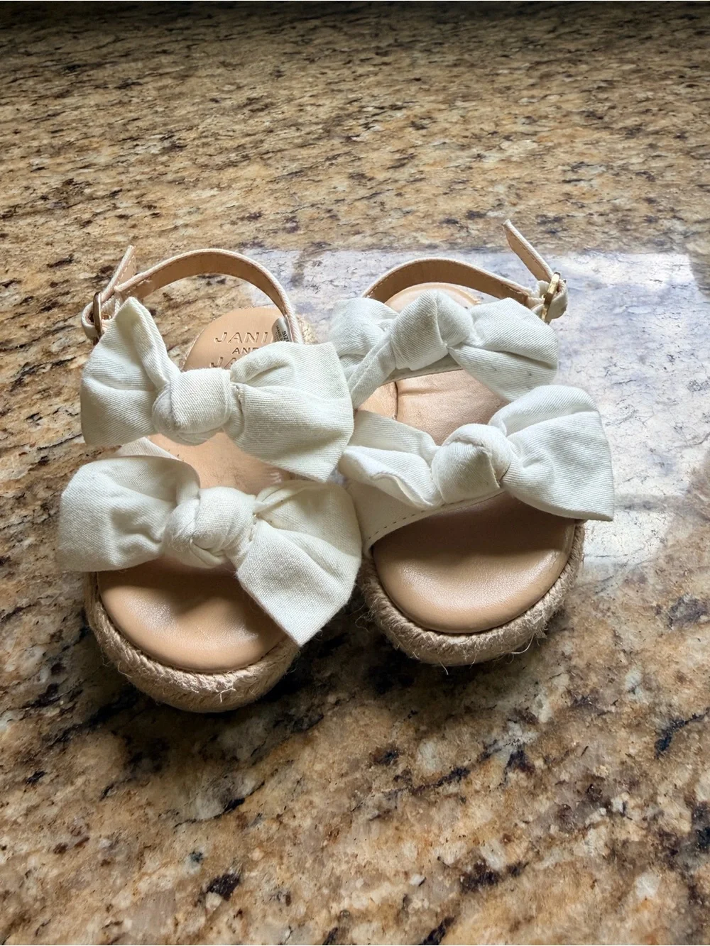 Janie and Jack Ivory Bow Espadrille Sandals